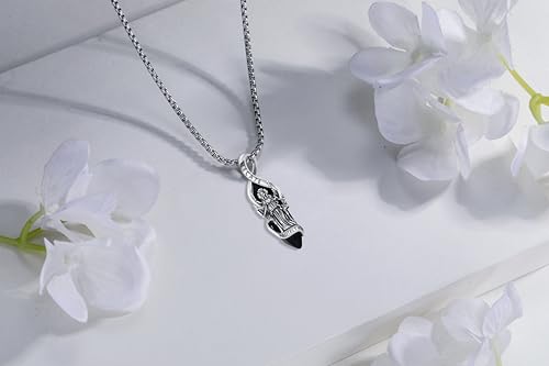Hecate Necklace Hekate Triple Goddess Witches Pendant 925 Sterling Silver Healing Crystal Necklace Ancient Greek Mythology Hecate Witchcraft Moon Magic Amulet Jewelry for Women Men3