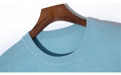 Men's Summer Wool Knitted Short-Sleeved Thin Solid Color O-Neck Loose Breathable Sweater3
