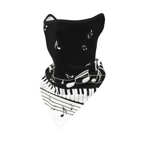 PPHGUT Máscara deportiva con diseño de teclas de piano con notas musicales, para correr, ciclismo, esquí, viajes al aire libre, polaina térmica para el cuello