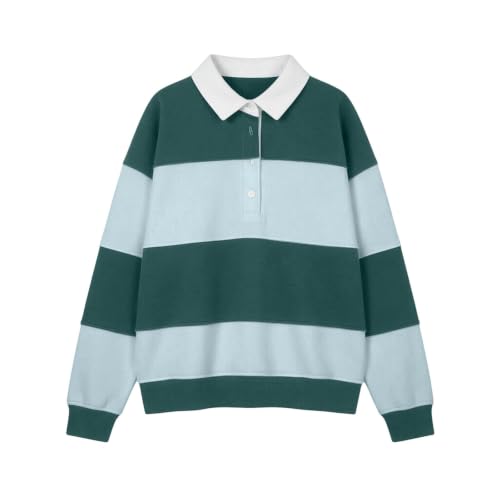 Womens Striped Sweatshirt Oversized Drop Shoulder Sweat Shirt Color Block - image 3