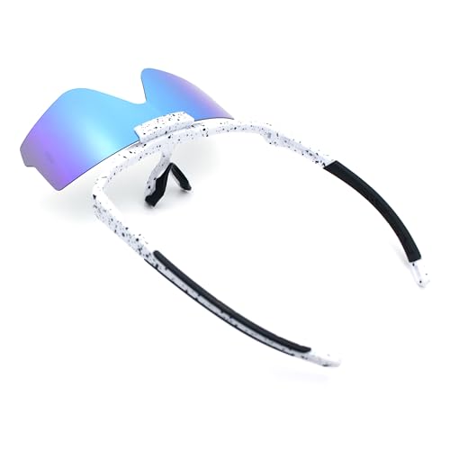 Image of SA106 Polarized Mens Flip Up Rimless Oversized Shield Plastic Sport Sunglasses