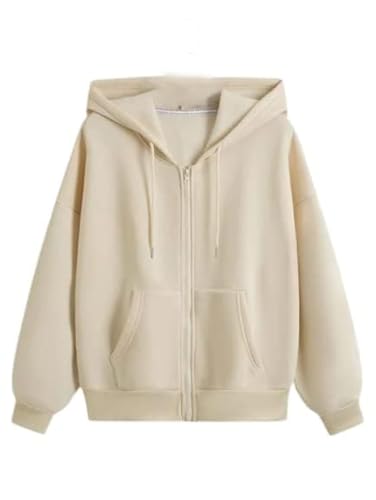 Image of Casual Solid Full Sleeves Women Stylish Hooded Neck Fleece Zipper Hoodie for Winter
