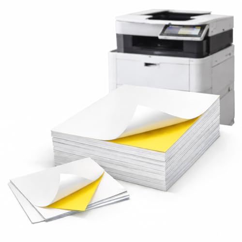 50 x Hojas Adhesivas DIN A3 Blancas para Impresora Láser Color o Blanco y Negro, Imprimir Fotos o Stickers