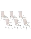 Beliani 6er Set Gartenstuhl Terrassenstuhl Balkonstuhl Hochlehner Aluminium Beige Catania