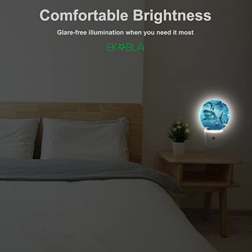 Image of EKOBLA Deep Ocean Shark Night Light for Kids, Underwater Sea Creature Design Plug in with Dusk to Dawn Sensor, 0.5W Energy Saving, Soft Warm Nightlight for Bathroom Hallway