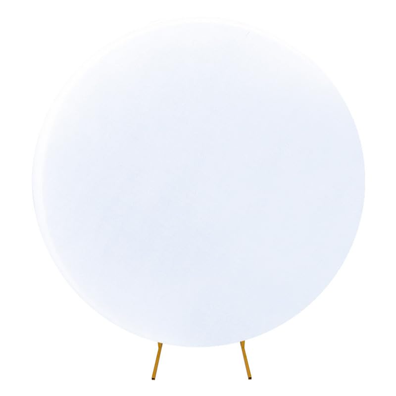 WedDecor 5.9 pies (180 cm) blanco redondo telón de fondo cubierta ajustable spandex resistente a las arrugas color sólido círculo arco cubre para fotografía decoración, boda, cumpleaños, eventos,