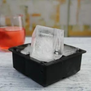 Forma de Gelo Silicone Bandeja 4 Cubos Moldes Grandes Quadrado Material Resistente Flexível Ideal pa