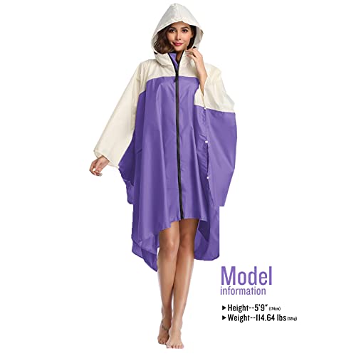 Image of SaphiRose Adult Rain Poncho Waterproof Hooded Zipper Raincoat with Pockets | OEKO-TEX Certified 100% Polyester, Lightweight Packable Storage Pouch, Heat-Sealed Seams, Quick-Dry for Outdoor Hiking