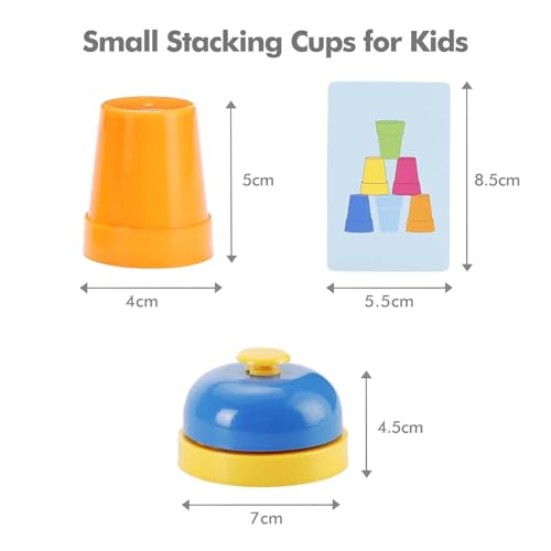 Image of Fast Stacking Cups Game for Kids with Color Pattern Cards & Bell | Montessori Speed Cup Challenge Toy for Toddlers & Preschool Learning | Hand-Eye Coordination,Skill Set (Fast Cup STAKKING)