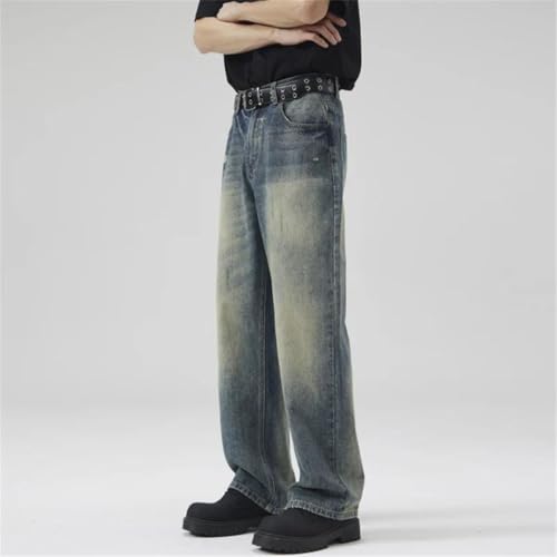 Men's Jeans Korean Straight Slim Trousers Distress Streetwear Wide-Leg Denim Trousers3