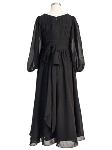 FAIRY COUPLE Girl's Crewneck Lantern Sleeve A-Line Chiffon Junior Bridesmaid Dress for Wedding Party Pageant2