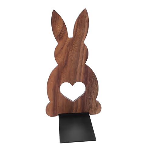 Cabilock Cute Rabbit Bookends Bunny Book Decor for Shelves Wooden Bookends for Shelf