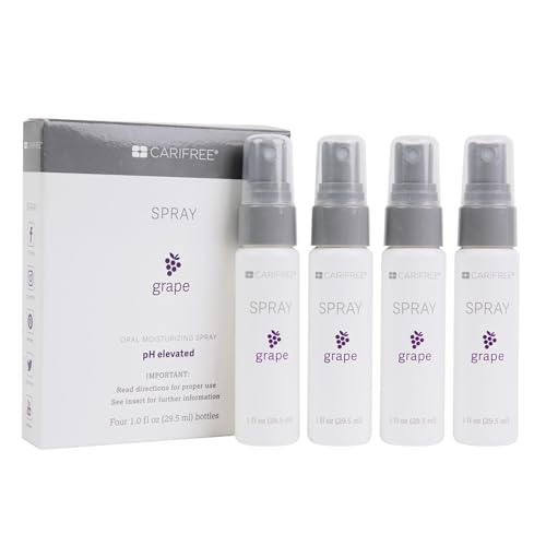 CariFree Oral Spray, Grape Flavored, Xylitol for Moisturization, Neutralizes pH, Fluoride-Free, Freshen Breath, Recommended by Dentists, Dentist Developed, 4 Bottles (1 fl. oz. Each)