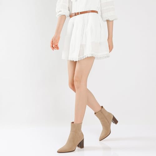Image of Susanny Sexy High Heels for Women Boots Round Toe Platform Booties Lace Up Suede Side Zipper Ankle Bootie