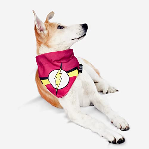 Image of That Dog In Tuxedo Dc The Flash Reversible Dog Bandana With Adjustable Dog Collar (Size Medium /Large)