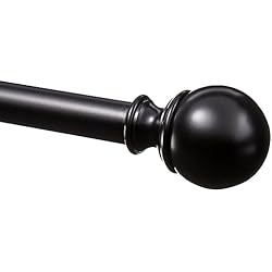 Cortina Amazon Amazon Basics - Barra para cortinas con remates redondeados, 183-366 cm, Negro