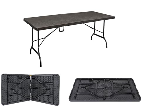 Table pliante de jardin avec 2 bancs robuste et stable noire - 5