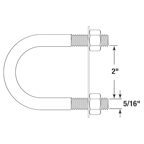 Image of Prime-Line 9071988 U-Bolts, Round Bend, 5 /16 In.-18 X 2-1 /2 In. X 3-1 /2 in (10 Pack)
