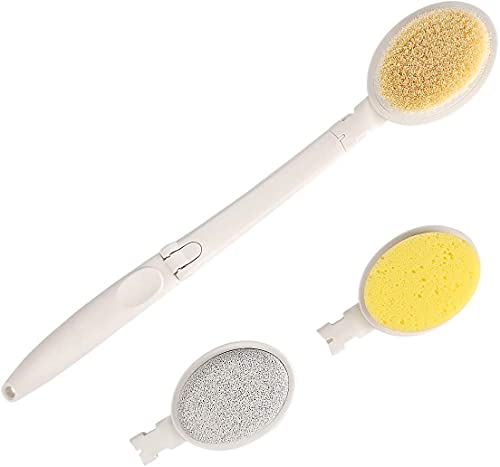 Lfj 3 In 1 Back Bath Brush Set For Shower, 19" Long Handle Body Brush, Bath Sponge And Pumice Gentle Exfoliation And Improved Skin Health, Suitable For Men And Women #TOP3