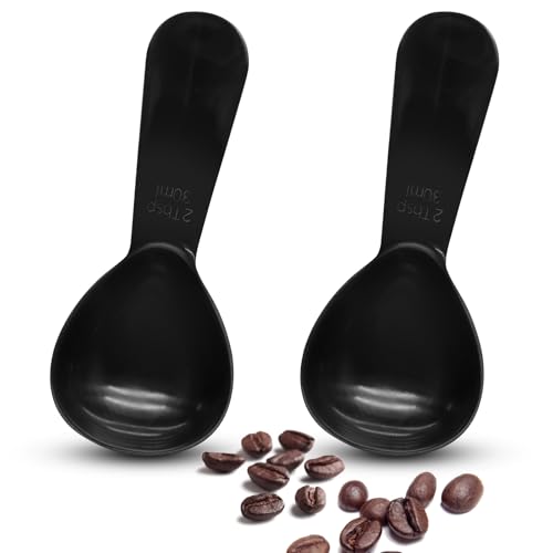 Kyuionty Coffee Scoop 2Tbs (30ml/ 1/8 Cup / 1oz) Short Handle 2Pcs Black
