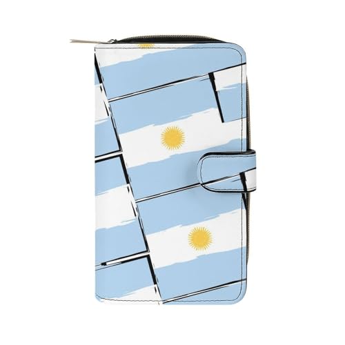 Rgentinian Flag Fashion Women's Wallet RFID Blocking Bifold Clutch Purse Compact Card Holder 19.7x11x3.5cm