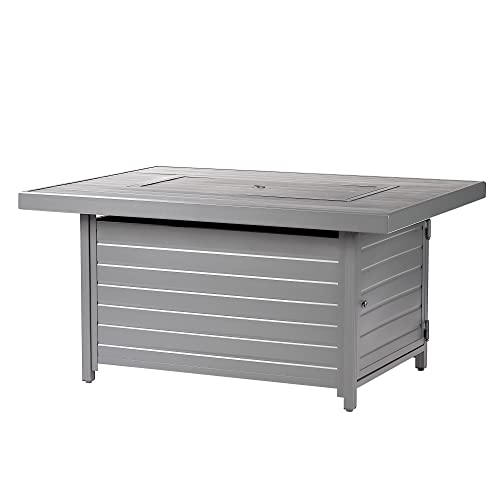 Image of Rectangular 48 in. x 36 in. Aluminum Propane Fire Pit Table, Glass Beads, Two Covers, Lid, 57,000 BTUs in Grey Finish