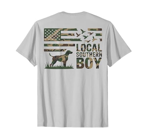 Youth Boy Local Camo Duck Hunting Camouflage American Flag T-Shirt