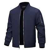 WULFUL Men's Bomber Jacket Lightweight Casual Windbreaker Zip Up Coat with Pocket