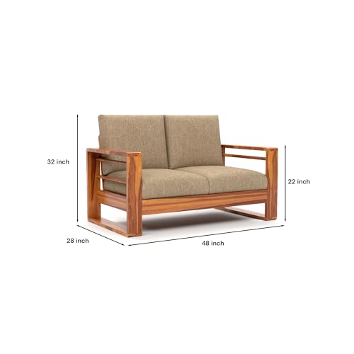Image of Solid Sheesham Wood 2 Seater Sofa for Living Room | Premium Wooden Sofa Chair | 2 Person Sofa Set for Office & Home Decor (Selen Honey, 2 Seater)