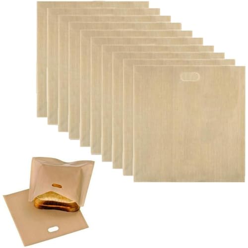 10 Piezas Bolsas de Tostadora 16 x 16,5 cm Bolsas Antiadherentes Reutilizables para Sándwiches Lavables Bolsas para Tostadoras Fáciles de Abrir Bolsas para Tostadas para Pan Tostado Sándwich Pizza