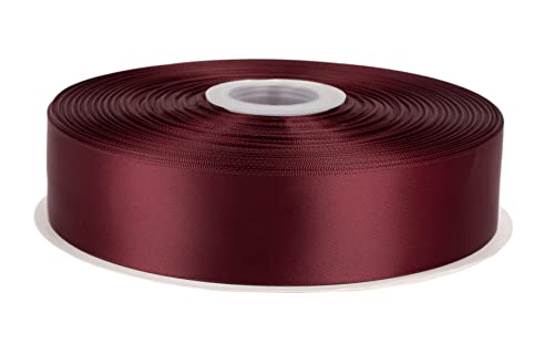 Fondersy 91 Meters Burgundy Double Faced Satin Ribbon - 38mm Width for Wedding Gift Wrapping, Floral Arrangement and Crafts