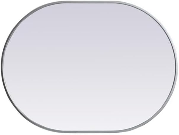 Elegant Decor Asha 27x36 Oval Modern MDF Wood/Iron Mirror in Silver