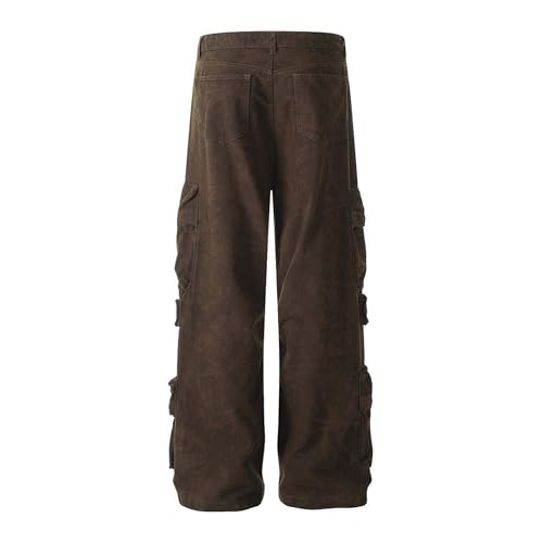 XYXIONGMAO Men's Cargo Pants Baggy Vintage Wash Multi Pocket