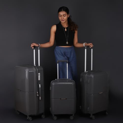 Image of 3G VACANZA Hard-Side Polypropylene Check-in Luggage Set of 2 Grey Trolley Bags (65 & 75 Cm)