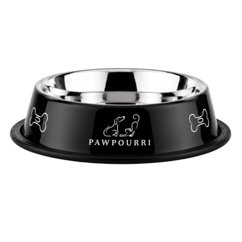 Image of Combo of Anti-Skid Feeding Bowls for Dogs, Cats & Puppy Pet Bowl Pack 2 Stainless Steel Pet Bowl (700 ml Each, Black & Orange)