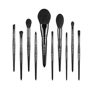 Pearlescent Black Series Cosmetic Brush Set Brush Complete Beginner Portable 10 Makeup Tools