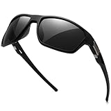 SUNGAIT Polarized Wrap Around Sports Sunglasses Men Classic Square Style for Driving Running Fishing (Matte Black Frame/Gray Lens)