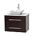 Wyndham Collection Centra 30" Single Bathroom Vanity in Espresso, White Man-Made Stone Countertop, Pyra White Porcelain Sink & No Mirror