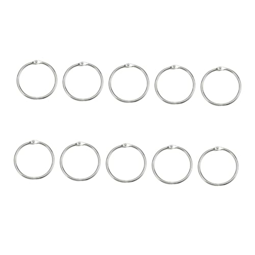 FUNNETOYU 50個 活?圈 銀色メタルバインダーリング 内径 外径 ルーズリーフファイル用 キーチェーン兼用 取り外し簡単書類整理用