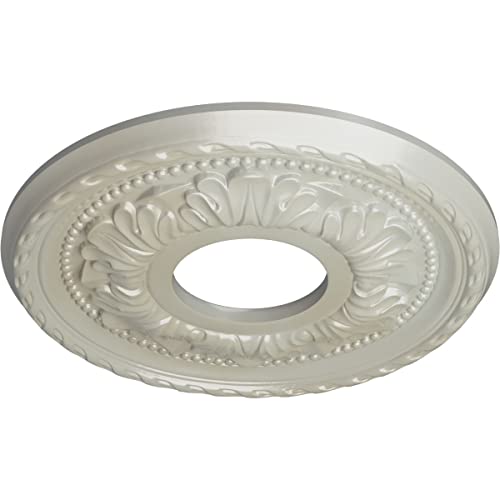 Image of Ekena Millwork CM11PMFBS 11-3 /8 inch x 3-5 /8 inch x 7 /8 inch Palmetto Ceiling Medallion, Flash Blue