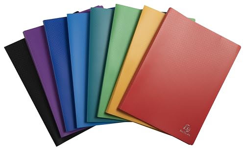 Exacompta - Réf. 8520E - Carton de 20 Protèges-documents OPAK - 20 pochettes grainées antireflet - 40 vues - pour format A4 - dimensions 24 x 32 cm - couverture en polypro souple - couleurs assorties