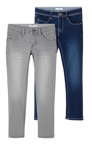 NAME IT Jungen NKMSILAS XSLIM Jeans 2002-TX, Dark Blue Denim/Medium Grey Denim, 140