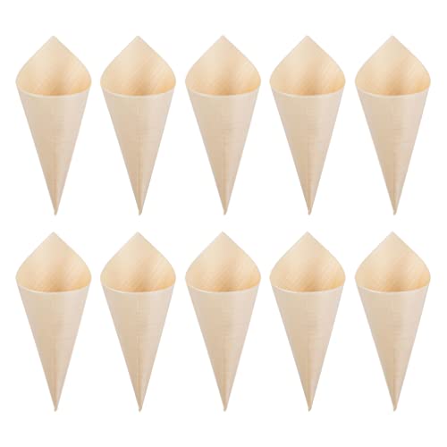 HEMOTON 150 Uds. Platos de Conos de Madera Desechables Vasos de Conos de Pétalos de Papel Vasos de Helado Conos de Caramelo Cono de Nieve para Aperitivos Decoración para Fiesta de Boda Cover