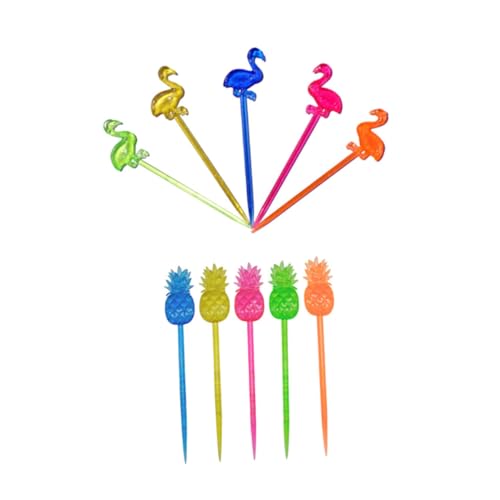 Cabilock 150pcs Creative Fruit Forks Colorful Plastic Picks for Summer Beach Parties Ktv Events