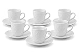 l&j Juego de 6 tazas de café con platillo de colores, juego de tazas de café expreso de porcelana con mango, lavables en lavavajillas, reutilizables vasos para capuchino, leche y té