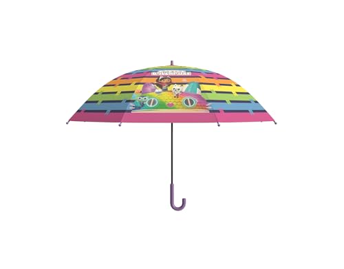 CyP Brands- Gabby- Paraguas, Sombrilla infantil, Diámetro 48 cm, Automático, multicolor, Producto Oficial