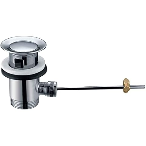 R FLORY Basin Sink Waste Push Pull Rod Lever Slotted with Overflow Cover