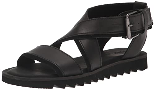 TOMS Womens Sidney Tread Snow Leopard Ankle Strap Casual Sandals Casual - Black, Off White