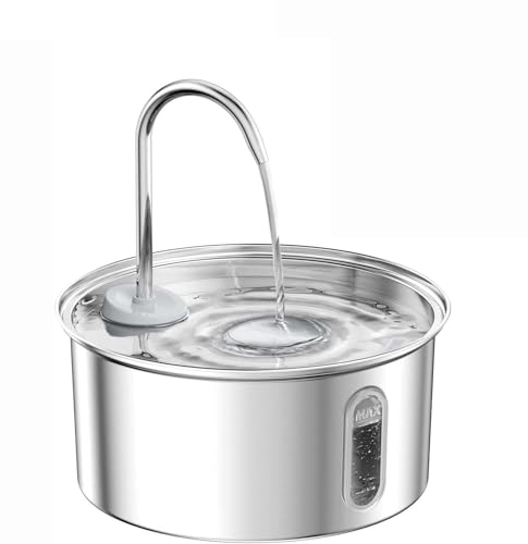 Petlipo Pet Water Fountain Stainless Steel, 108oz/3.2L Cat Fountain with Faucet Design, 6-Stage Filtration, BPA-Free Ultra-Quiet Cat Water Fountain for Cats and Small Dogs