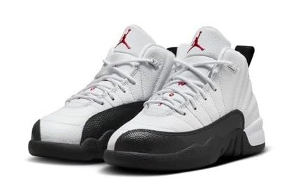 NIKE Little Kid's Jordan 12 Retro White/Gym Red-Black 'Taxi Flip' (151186 162) Preschool PS - Size 13.5c2